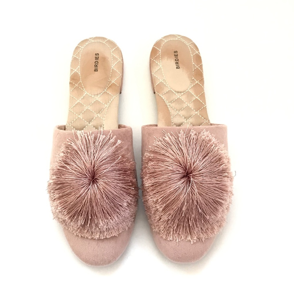 BIRDIES The Songbird Mule Pom Pom Flat Blush Pink Women’s Size 10.5